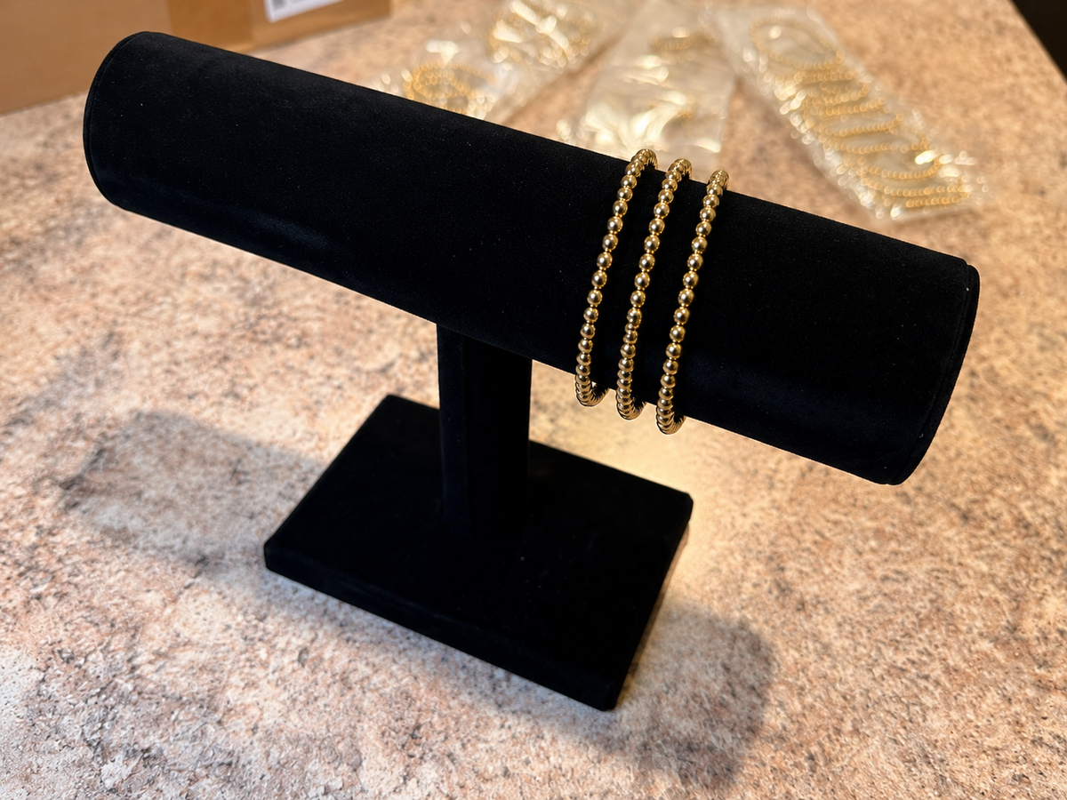 Bracelet Trio – 3 Gold Beaded Bracelets